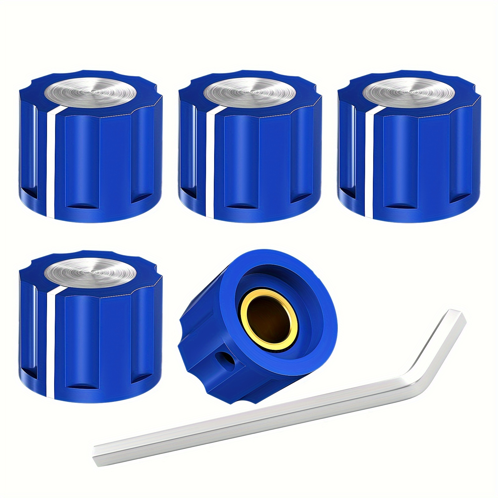 TEMU Juego de 5 perillas de control para altavoz y amplificador de potencia, perillas giratorias para potenciómetro de eje de 6. con tornillo de