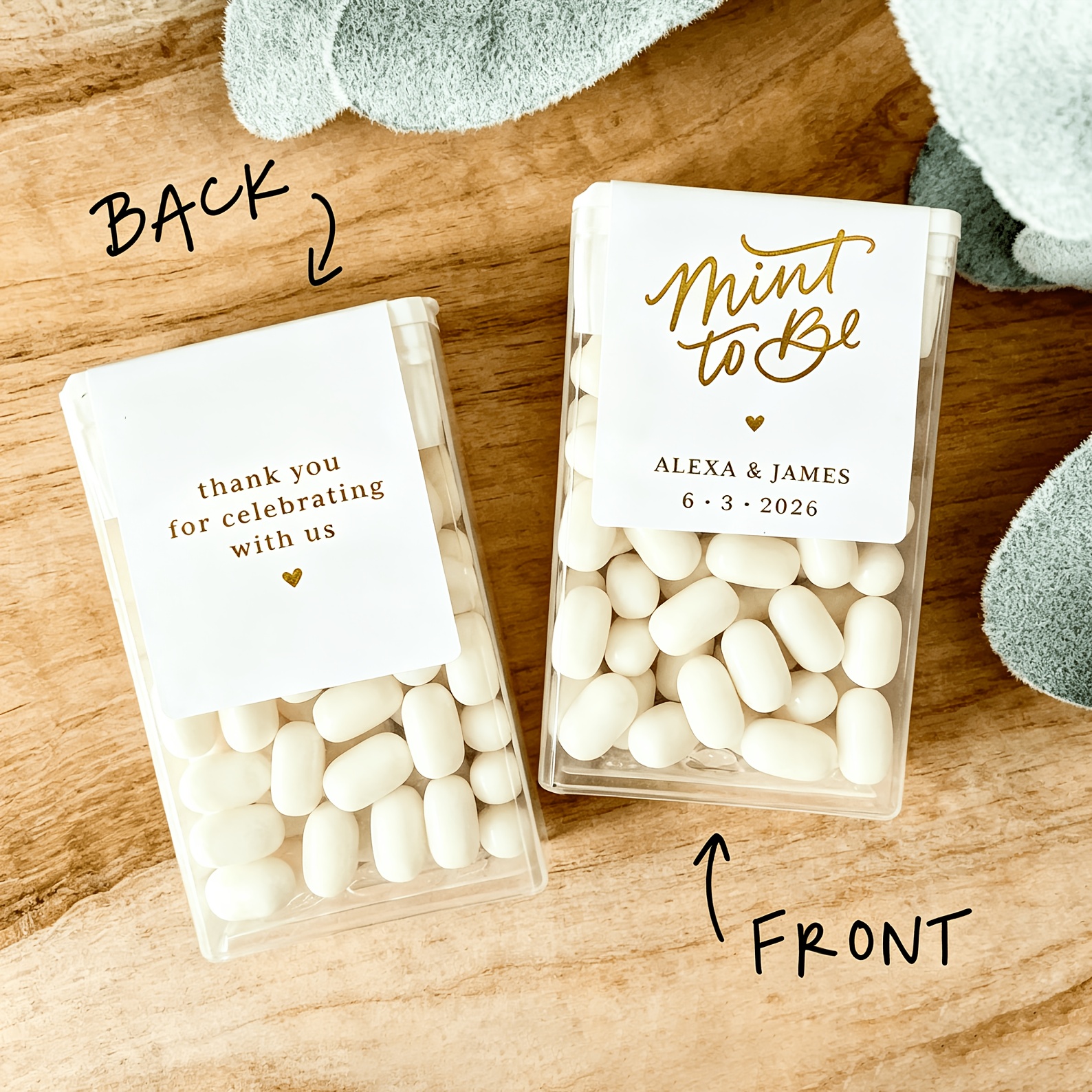 50pcs Personalized Tic Tac Labels || Wedding Mint Favors, Favor Stickers - Labels Only