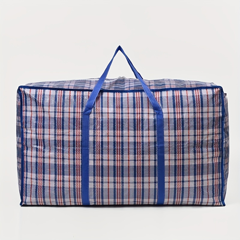 

Large Capacity Plaid Pattern Luggage Zipper Bag, Dustproof Moving Handbag, Quilts, Clothes Storage Bag