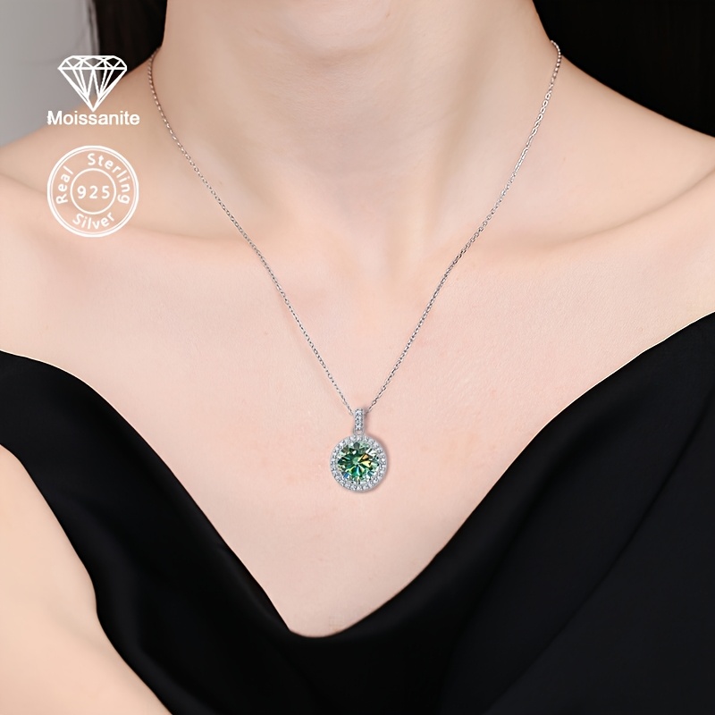 Women's 925 Sterling Silver Green Pendant Necklace