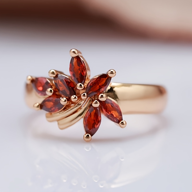 Perfect Copper Ring for Parties with Maple Leaf Design
