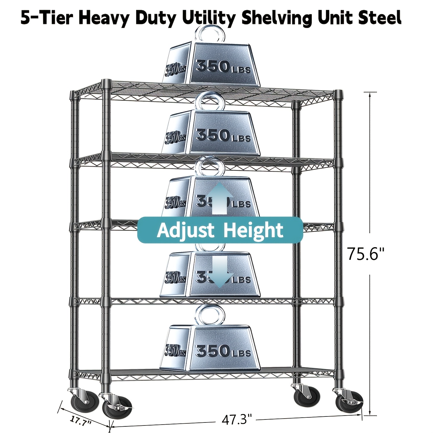 Image of M Mzg Heavy Duty Industrial Adjustable Metal Wire Shelving Unit, 5/4/3 Tier Options, Assembly Space- Storage Rack For Garage Pantry , Sturdy For Home & Commercial Use Storage And Organization