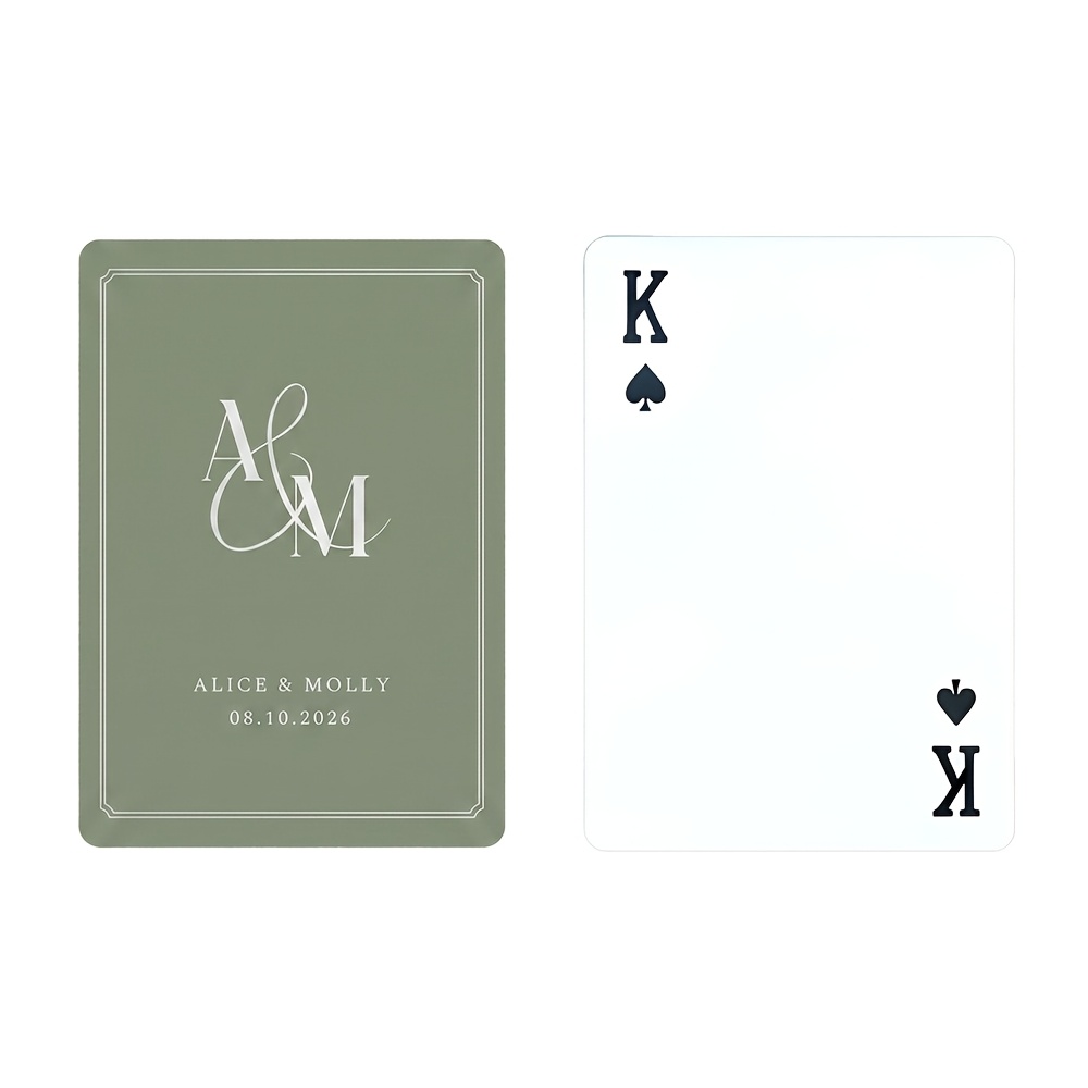 TEMU Custom Text Wedding Playing Cards Guest Book, Personalized Monogram Names Date Poker Card, Wedding Reception Guest Card, Customized Keepsake