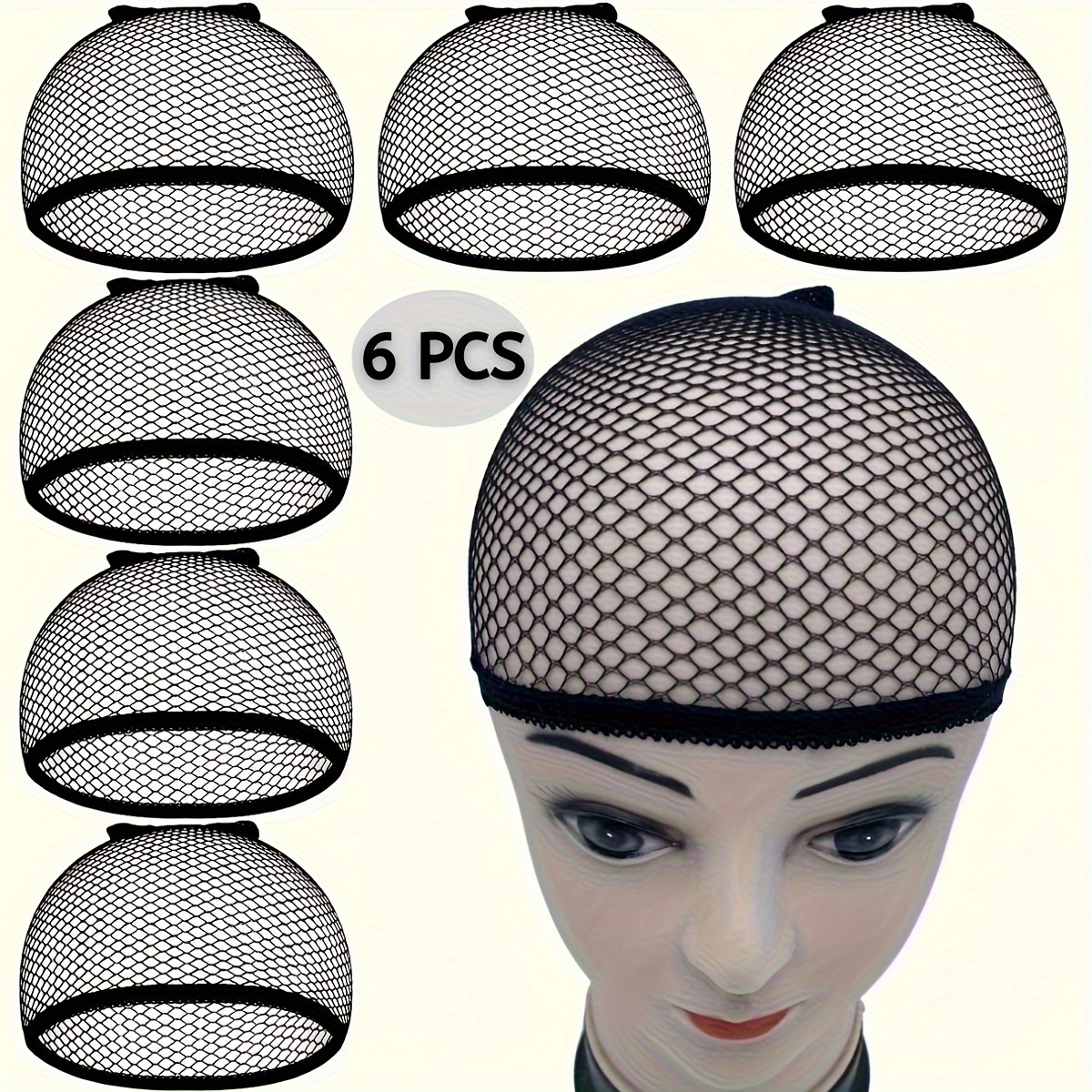 

6/12 Pack Wig Caps Mesh Wig Caps For Men And Women Wig Hair Nets Black Non-slip Breathable Stretch Nylon Wig Cap Set Long Wig Caps Stretchable High Hair Nets Wig Care Sets Wig Accessories