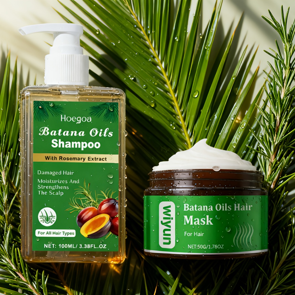 TEMU 2pcs Set, Batana Shampoo+ Hair Mask, Enriched With Rosemary Leaf Extract, Batana Oil And Coconut Oil For , Strengthen Hai, Hair Qrowth,