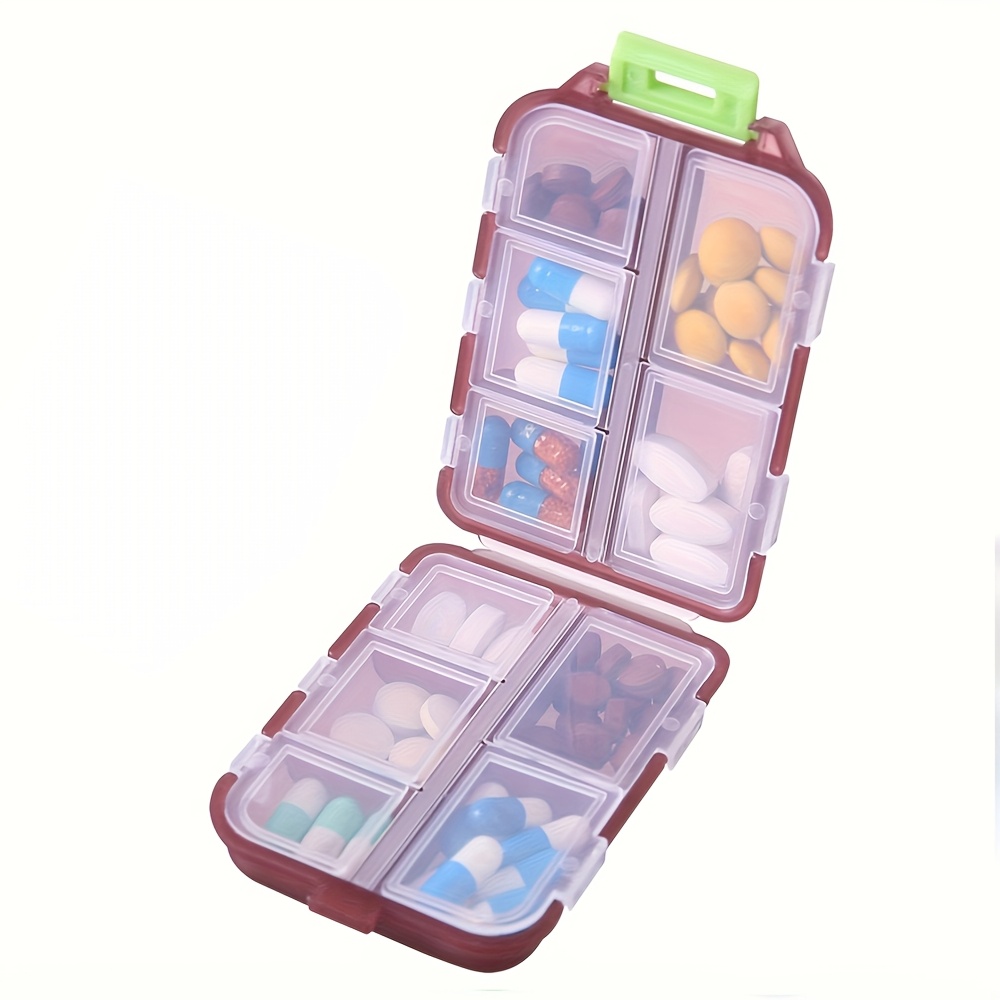 Travel Pill Organizer, 10-Compartment Compact Case