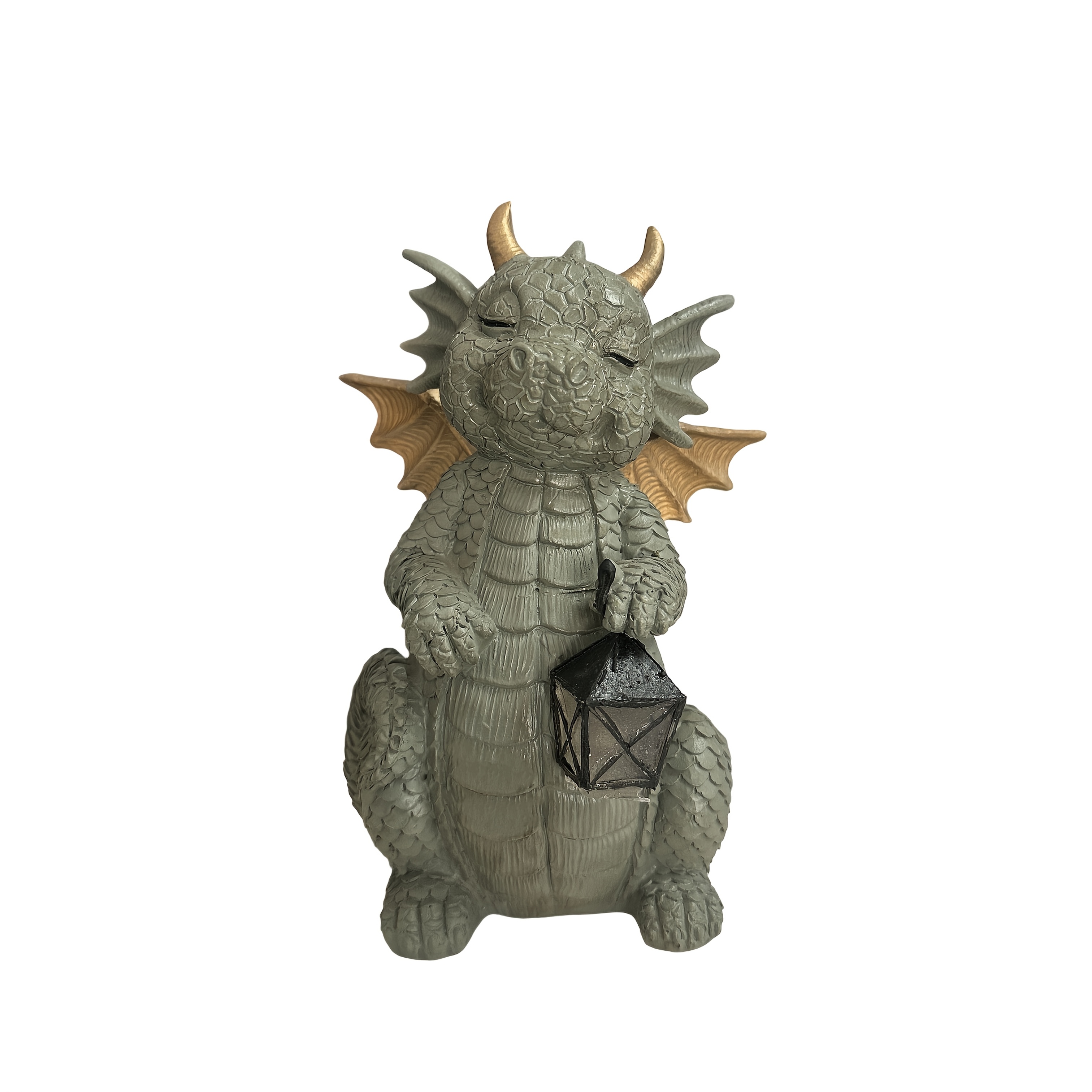 Image of 1pc Solar Light, Resin Craft, Cute Meditating Dinosaur Lantern Shape, Ip44 Outdoor Landscape Lighting, Garden Courtyard Lawn Statue Ornament Lamp, , Christmas, Halloween, Mother's Day, Birthday Gift