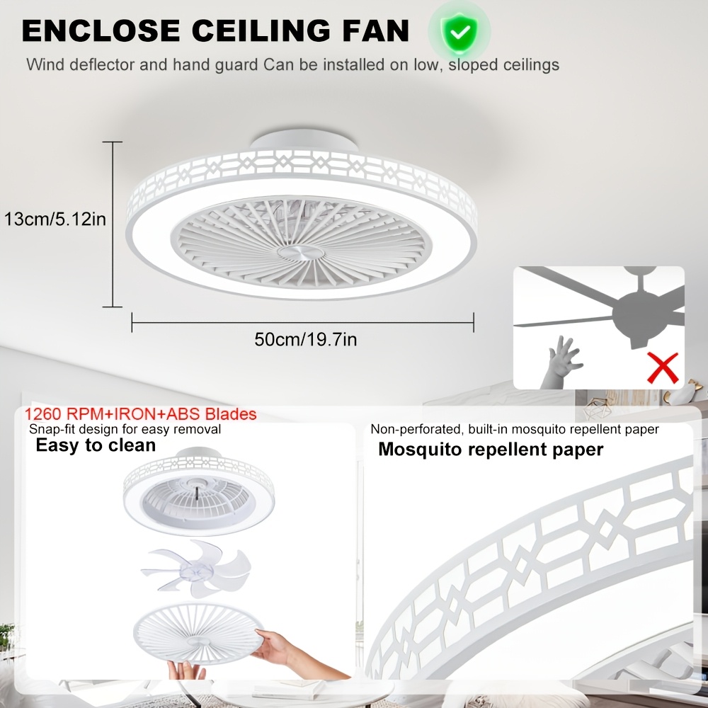 50cm Smart Ceiling Fan with Motorized Light Dimmer & Mosquito Killer