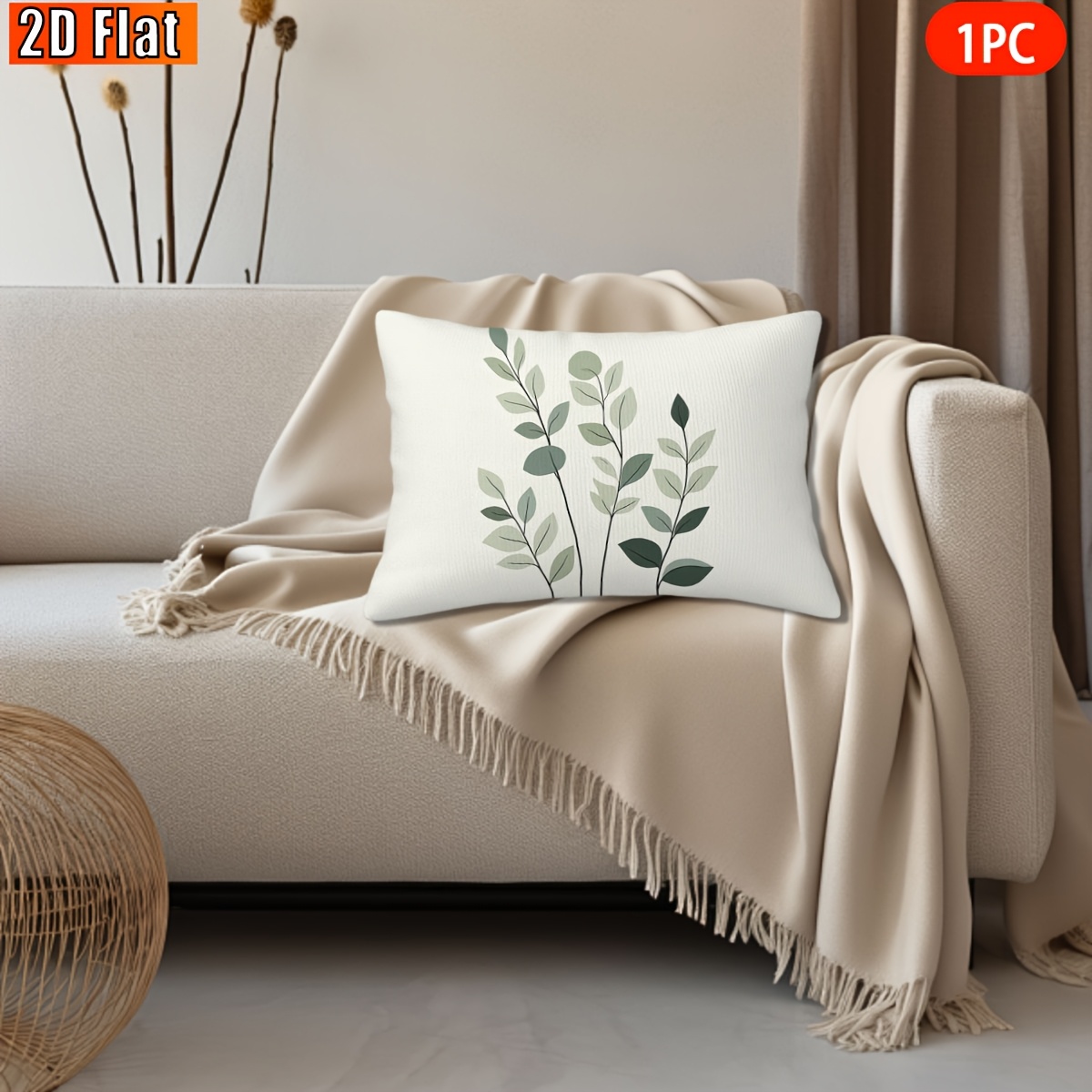TEMU Housse de Coussin 2D Plate, 1 pièce, Housse de Coussin Décorative Thématique Verdure, Décor Confortable, Impression -, Cadeau Idéal pour Famille