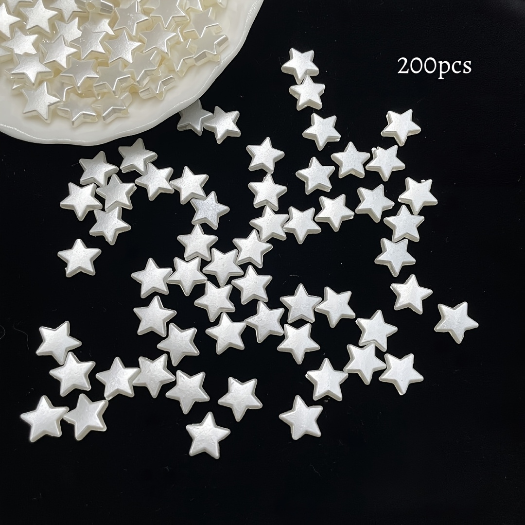 TEMU 200 pièces Perles Étoile à Branches 10mm - Acrylique Compatible pour DIY, Perles Décoratives d'Étoile pour Bracelets, Porte-clés, Chaînes de