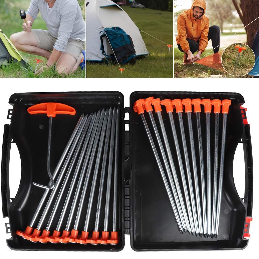 E-shop 20-tlg. Hochleistungs-Schrauben-Zelt- & Markisen-Nagel-Set – Einfach zu installieren, ohne Hammer einschlagen, um die Sicherheit beim Camping im