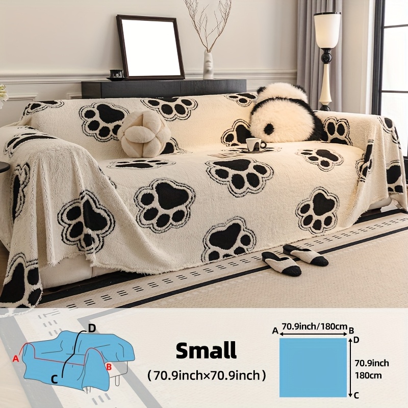 TEMU 1pc Modern Minimalist Style Fashionable Plush Sofa Cover - Pet-friendly Non-slip Sofa Protector With A Print Design. A Thick, Warm, And