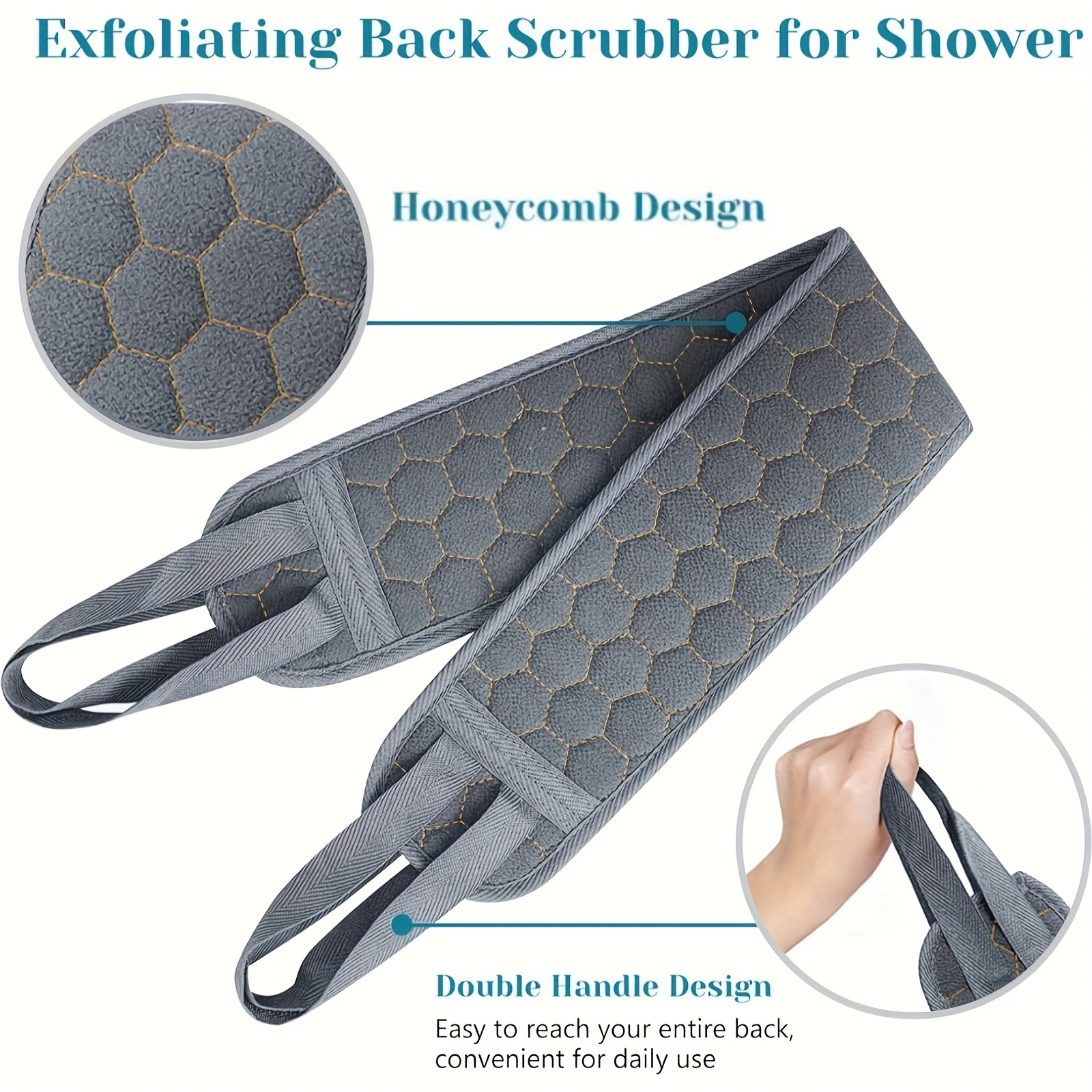 3pcs/Set Bath Back Exfoliating Set, Loofah Sponge, Bath Glove, Exfoliating Bath Washcloth Towel, Back Scrubber for Shower, for Spa, Massage And Body Scrubs, Body Scrubber Bathing Accessories