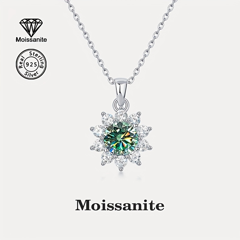 

Elegant 925 Sterling Silver Pendant Necklace With 1 Carat Moissanite - , Parties, Holidays, Valentine's Day, Thanksgiving, Birthdays, And Christmas Gifts, Moissanite, Ladies Jewelry