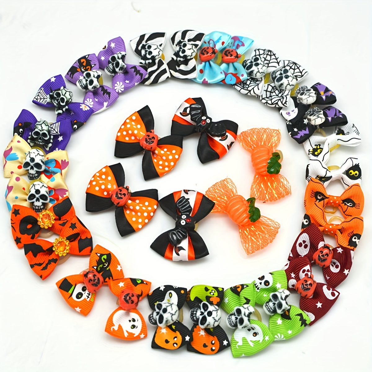 

10pcs Halloween Pet Bows - Assorted For Grooming Accessories