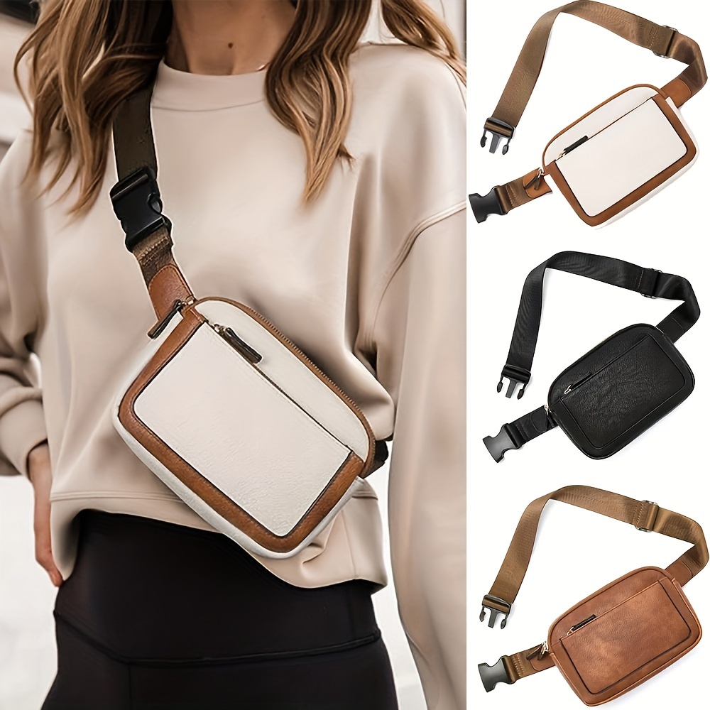 

New Outdoor Fashion Crossbody Bag, Adjustable Shoulder Strap, Portable, Pu Leather Waist Bag, Suitable For Outdoor Sports On The Fitness Riding Shoulder Bag