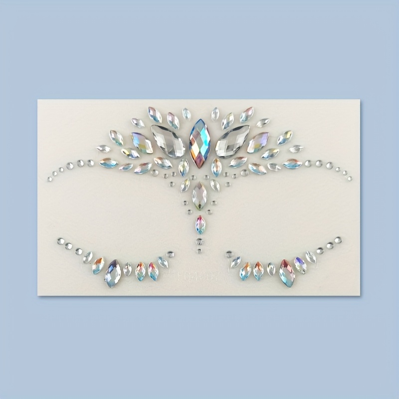 1 Sheet Rhinestone Temporary Facial Gemstone - Reusable & Durable Adhesive For Diy Makeup, Festivals, Parties, Performances - Easy To Apply Sparkle, Gems For Makeup