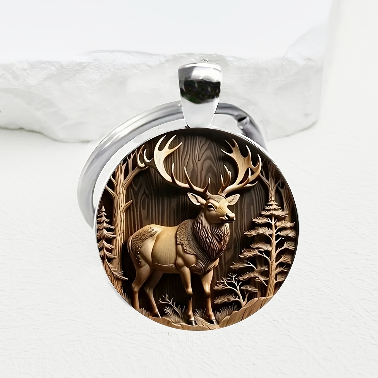 

Antique Moose Keychain For Men - Vintage Christmas Gift, , Glass Material, Zinc Alloy Keyring