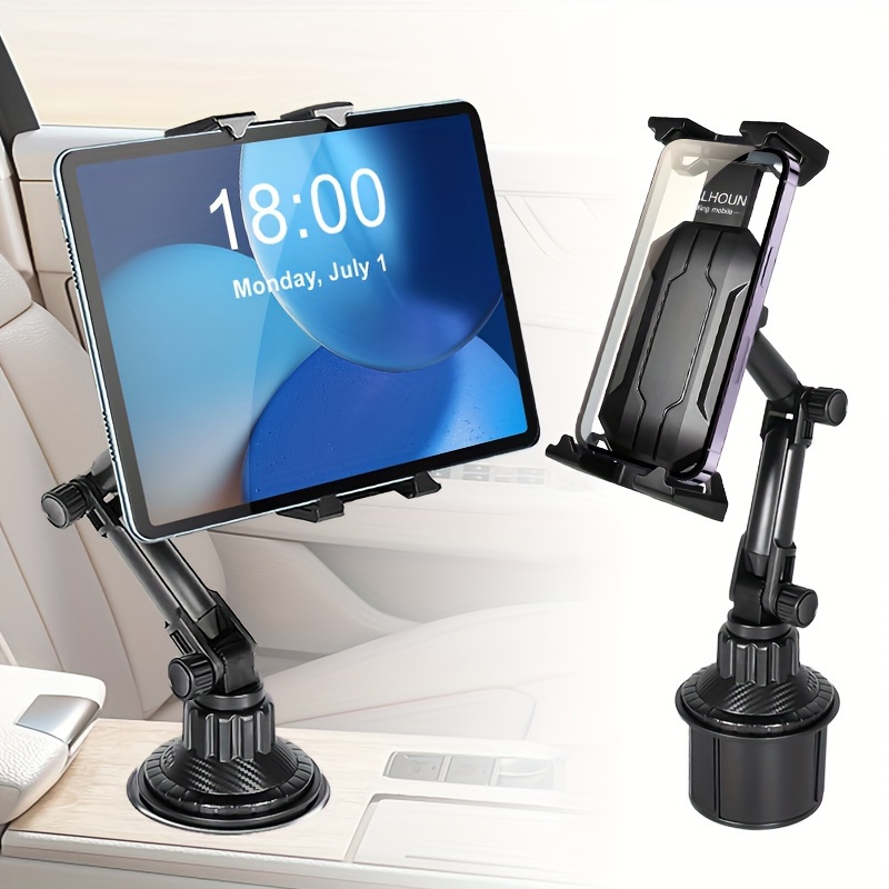 

2-in-1 Adjustable Car Tablet & Phone Holder, Abs Material, Rotatable Cradle For 4-14 Inch Devices