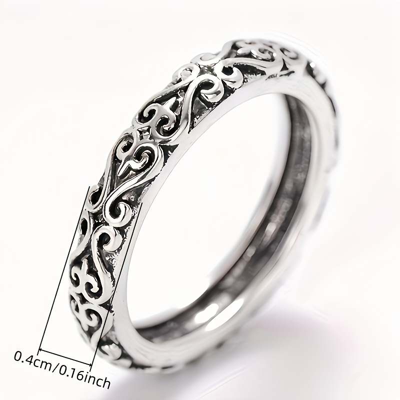 Women's Vintage Scroll Engraved Band Ring, Elegant Gift