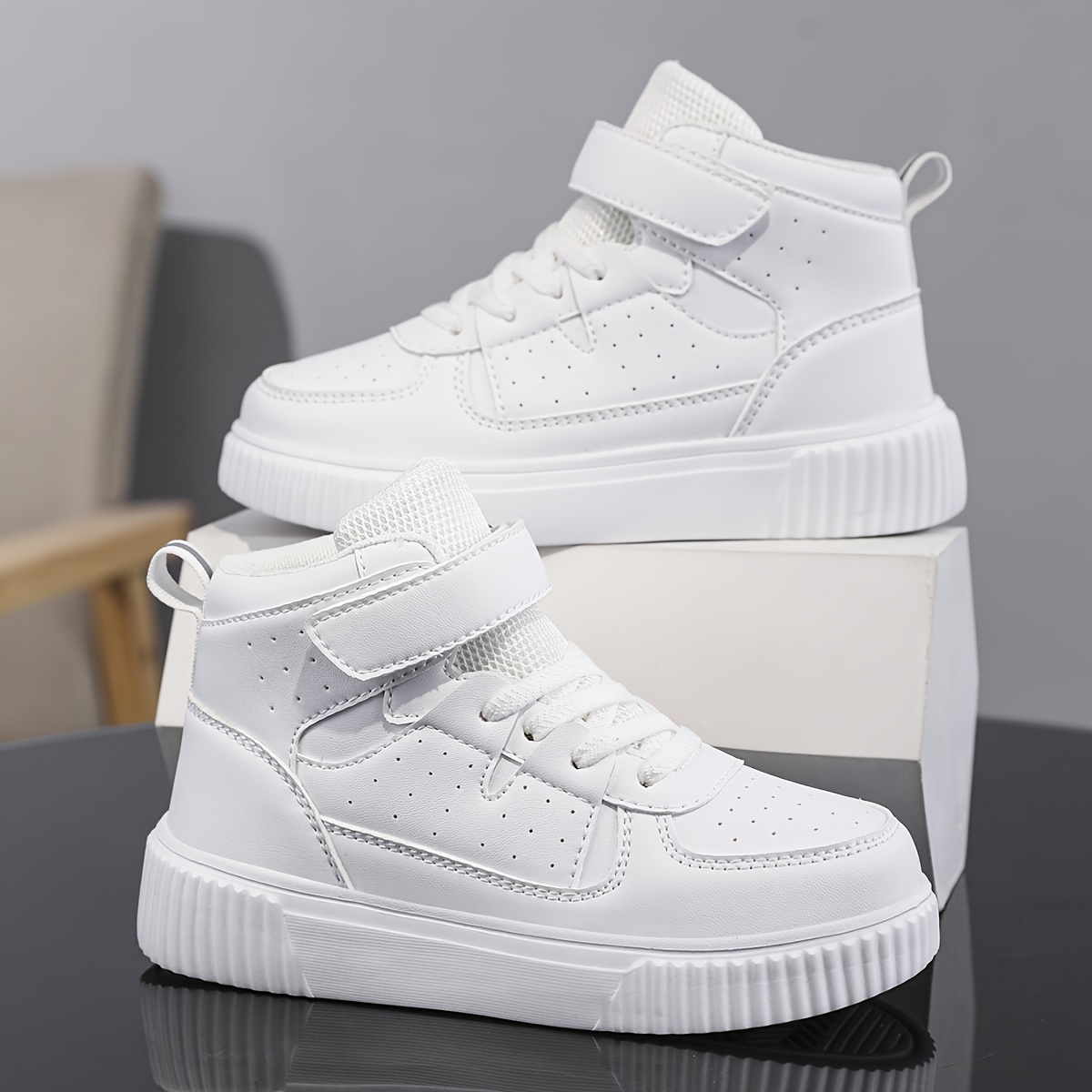 1 pair white   top sneakers hook and loop and   for fashionable and convenient wear unisex casual sports shoes mesh panel breathable flat casual shoes shoes