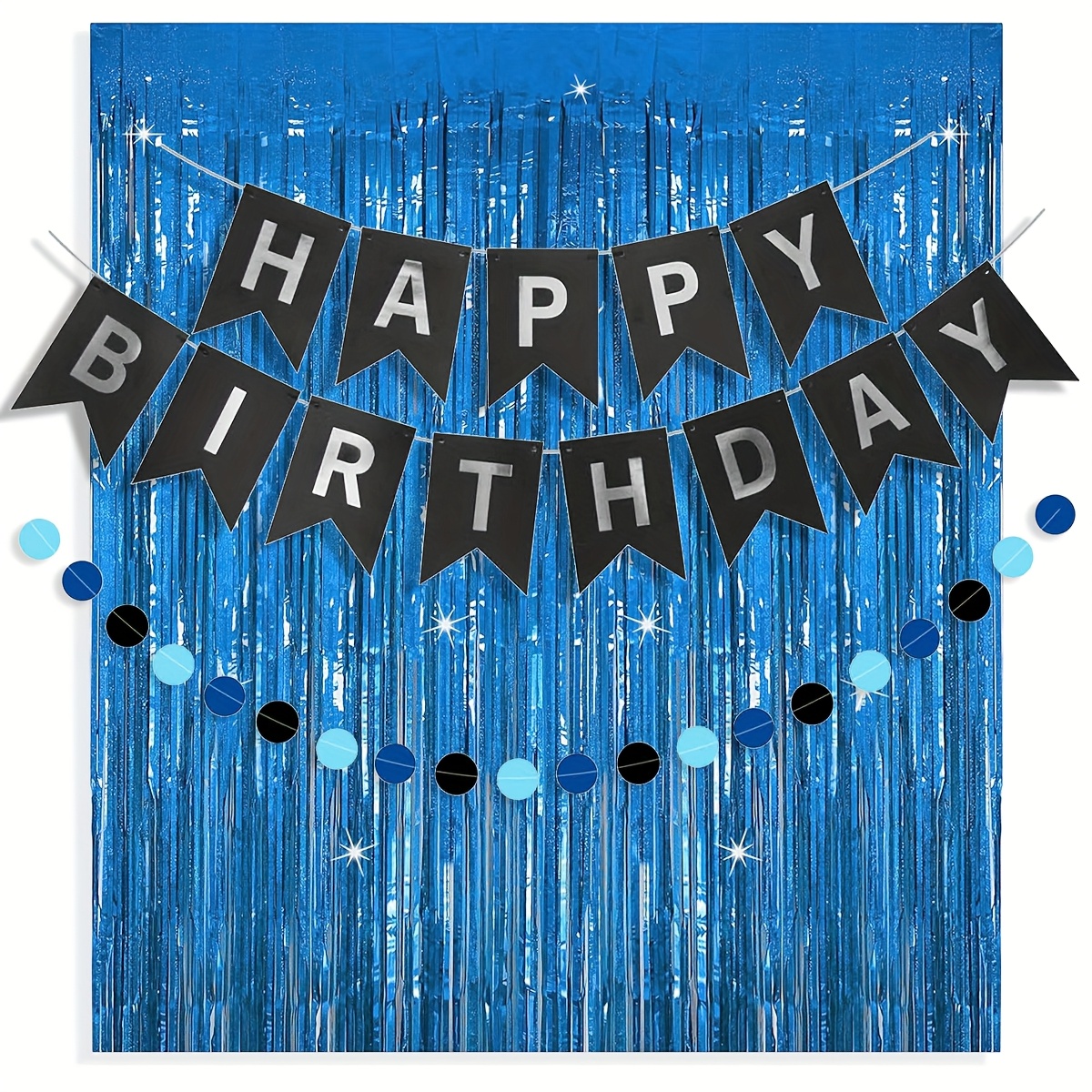 Image of Blue And Birthday Party Decorations Banner Light Blue Ribbon Set Party Packs Party Decor Supplie Home Decoration