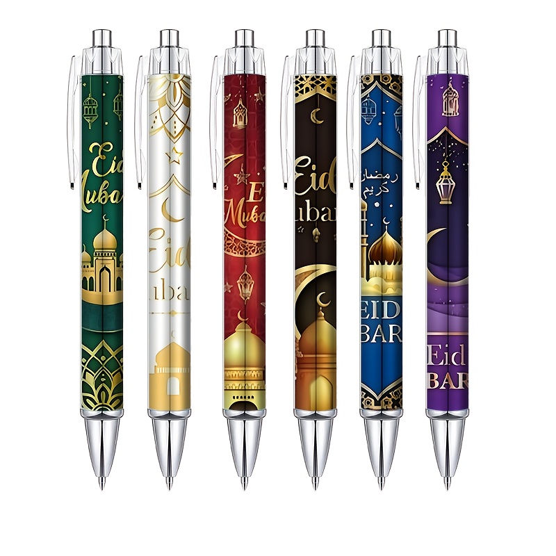 6pcs Ballpoint Pen Set | Festival Retractable Writing Pens, Suitable For Office Stationery And Home Supplies, Plastic