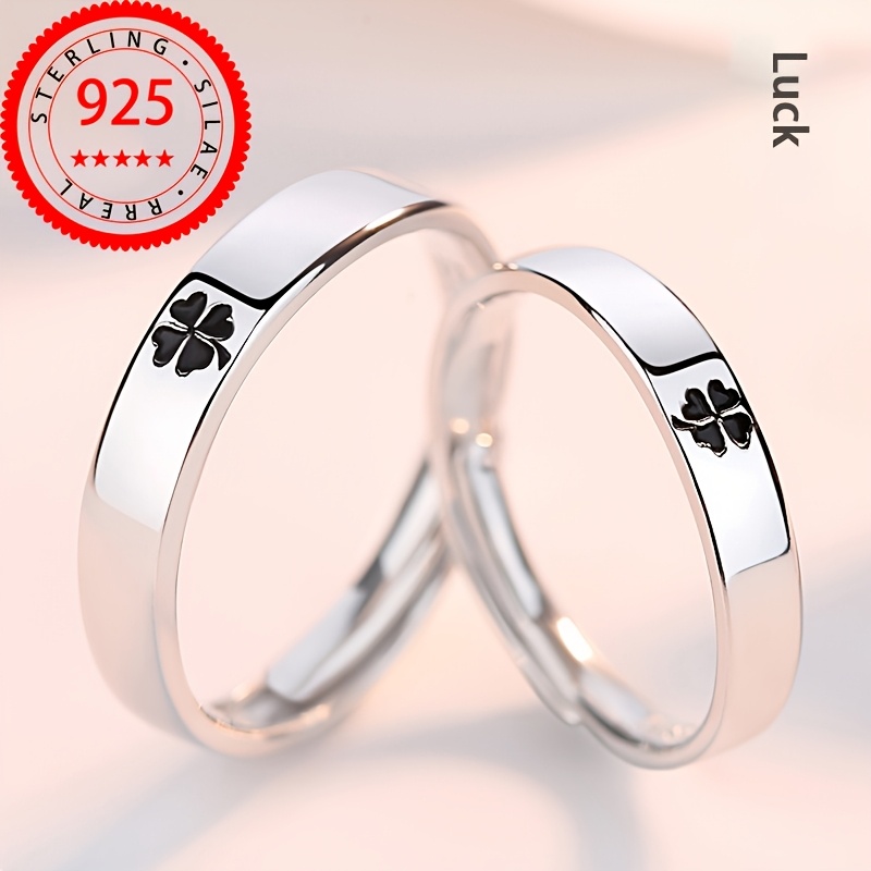 1 Pair S925 925 Silver Silvery Ring With Hollow Pattern Inlaid With Synthetic Synthetic Zircon, Open Adjustable, Suitable For Men And Women's Party Occasions, Weighing Approximately 7.3 Grams