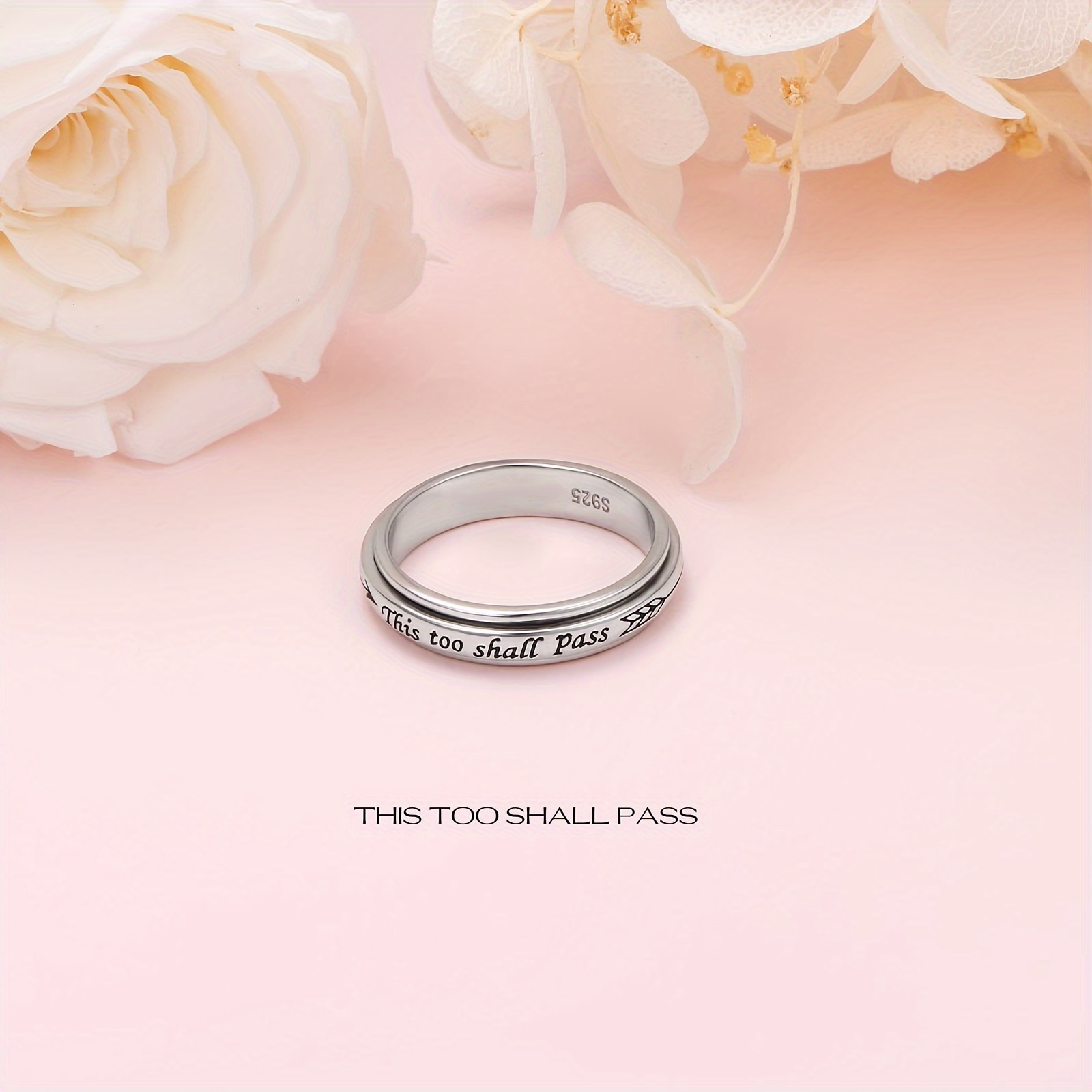 925 sterling silver this too shall pass rotating ring   us size bohemian vintage style adjustable for women Product details 4
