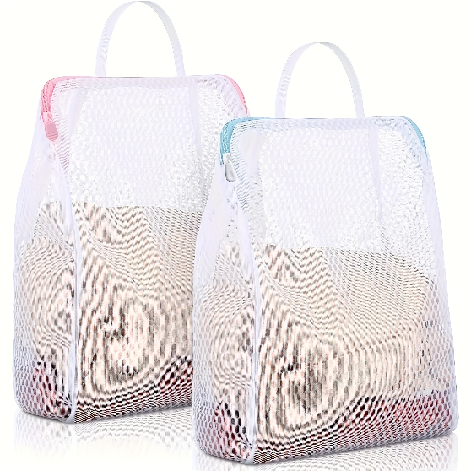 E-shop 2 Stück Wäschesäcke mit Griffen, strapazierfähiges Polyester-Gewebe, vielseitige rechteckige Reißverschluss-Design für empfindliche Kleidung und