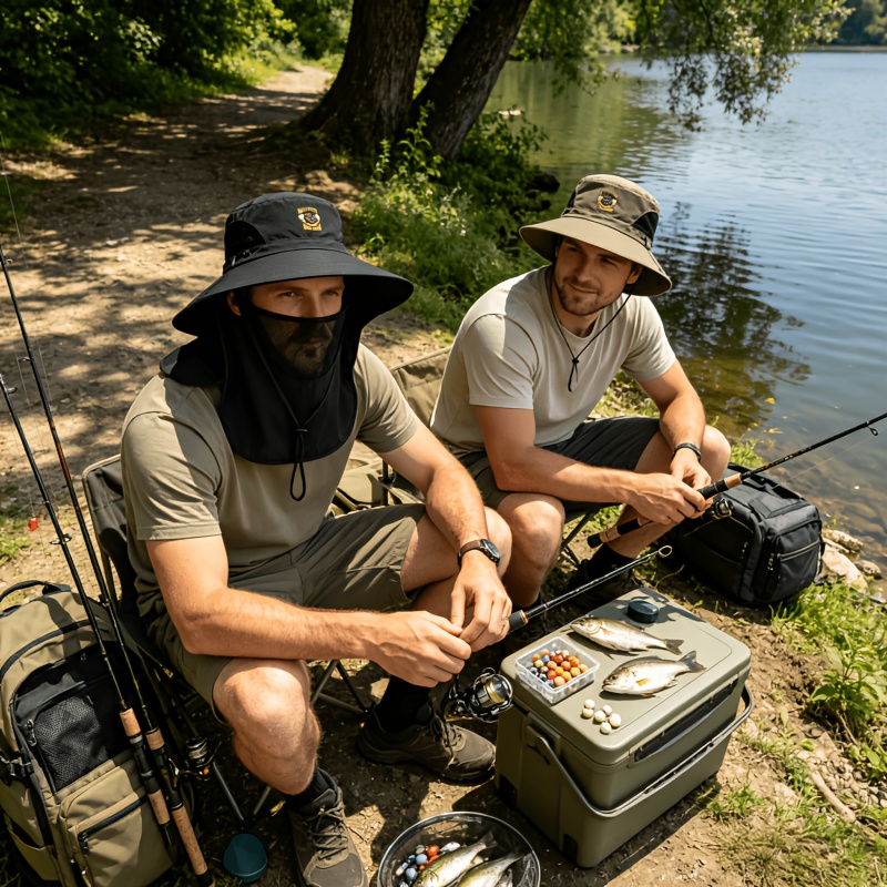 Men's Fishing Hat with American Retro Colorblock Design, Adjustable