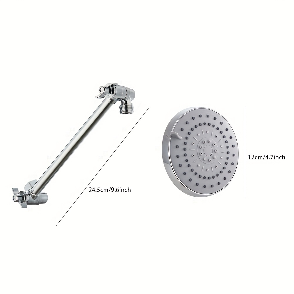 5-Mode Adjustable High Pressure Rainfall Shower Head with Extension Arm
