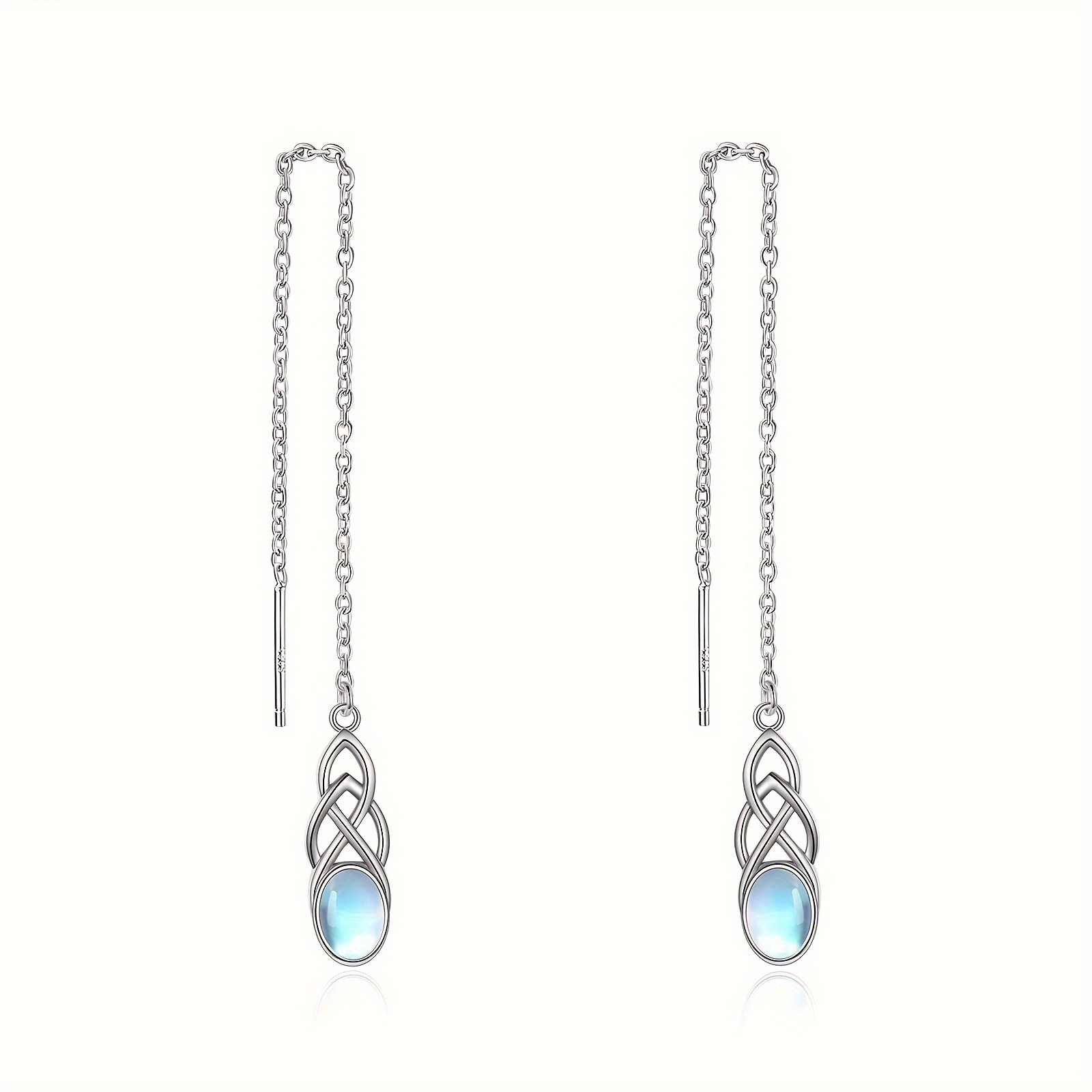 synthetic   threaded earrings sterling silver celtic dangle tear drop long chain earrings jewelry birthday gifts for women Product details 2
