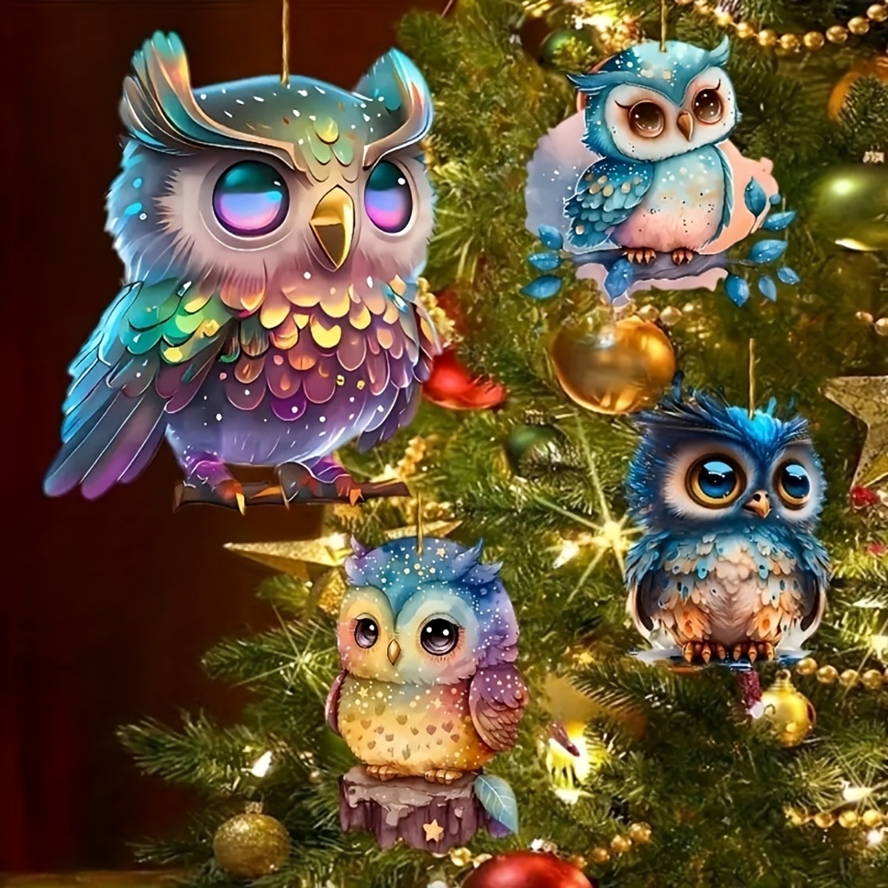 

8pcs Colorful Owl Hanging Decor Set - Double-sided, 3d-like Patterns For Windows, Birthday & Office Parties