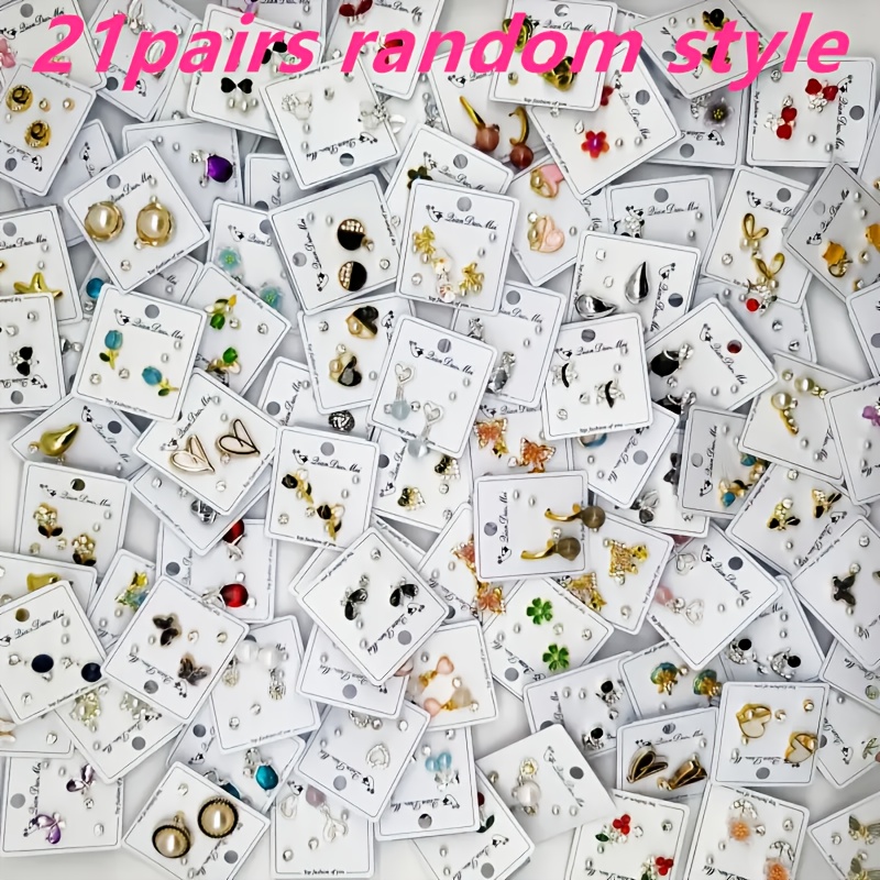 TEMU 21/33 Pairs Of Fashionable And Flower Stud Earrings For Women, Vintage Style Geometric Earrings, Random Styles For Daily Wear, Dates, Parties,
