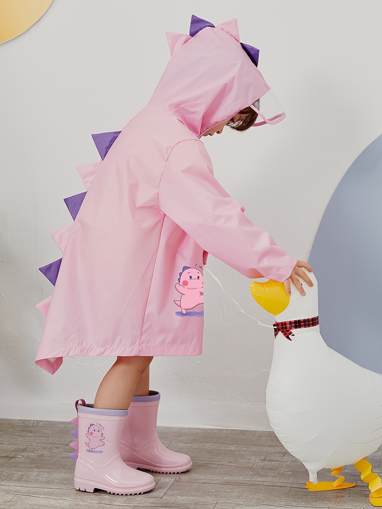 cute dinosaur raincoat for boys and girls soft and lightweight long sleeve three dimensional adorable outdoor poncho for   outdoor play and kindergarten children 8