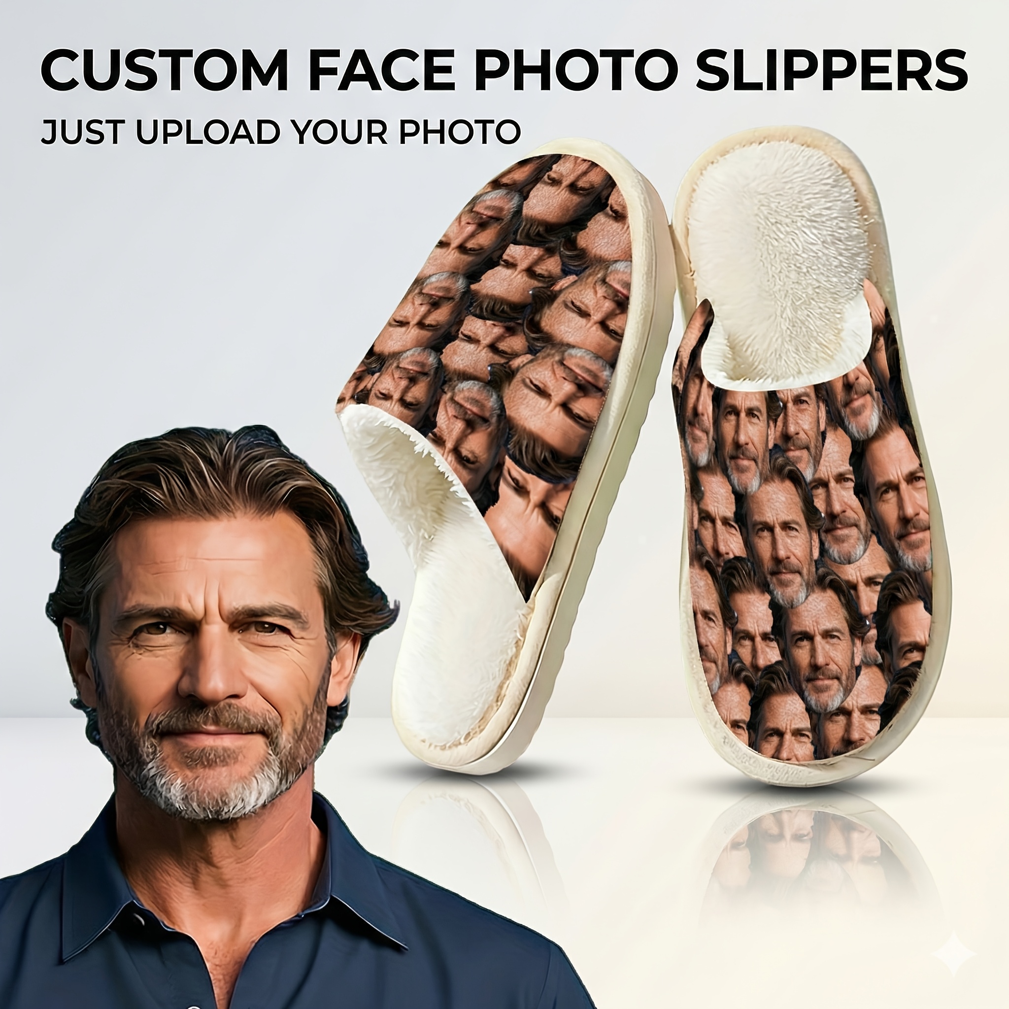 TEMU Pantuflas con Foto Personalizada | Impresión de Foto Personalizada, Casual y a , Parte Superior e Interior de Tela, de EVA, Impresión Aleatoria,