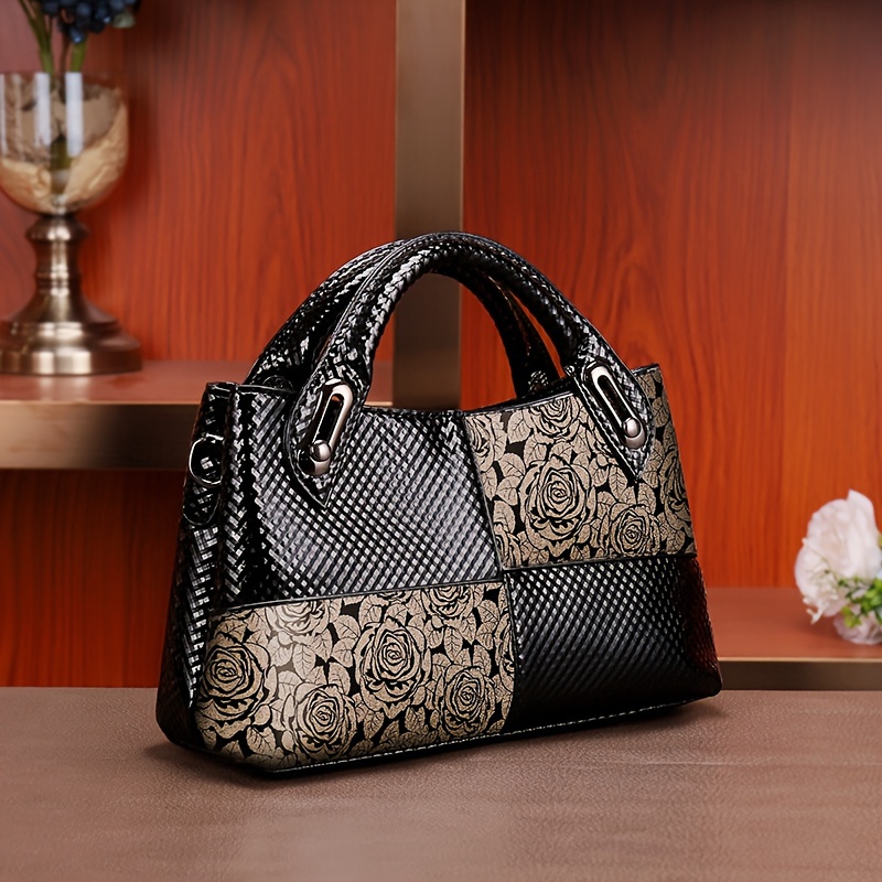 

Fashion Handbag For Woman With Rose Golden Pattern Body Bag, Dinner Bag, Tote Bag, Shoulder Sling Bag