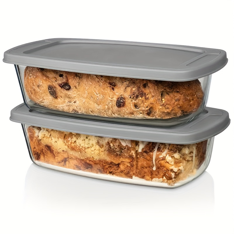TEMU 1/2pcs Large-capacity Glass Baking Dish With Lid, 60.87oz/ 1.9 Qt, With Handles, Stackable, Microwave & Oven Safe, For Baking Bread & Cakes,