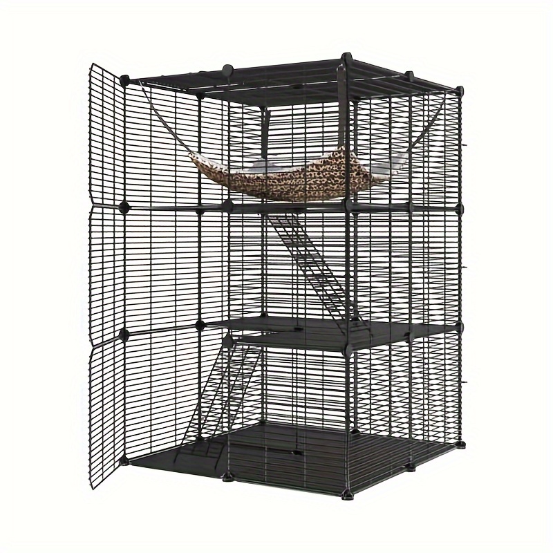 

Industragear Indoor Cat Cage With Extra Large Hammock For 1- 2 Cats- Diy Cat Enclosure With Extra Large Hammock For Multiple Small Animals Cats, Ferret, Chinchilla, Rabbit, (28"l X 28"w X 41"h, Black)