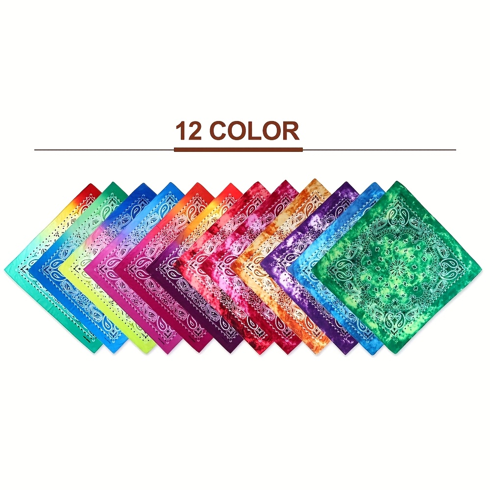 E-shop 12 Stück/6 Stück Bunte Paisley-Print Bandanas – Multicolor Mix für Halloween, Cowboy, Hip-Hop, Festivals – Weicher & langlebiger Stoff,