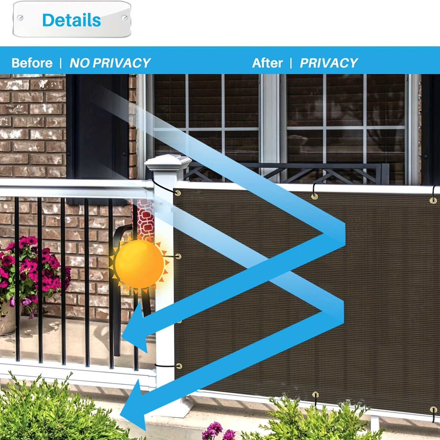 1 Шт. Экран Для Конфиденциальности На Балконе С Втулками 90% - Temu Moldova