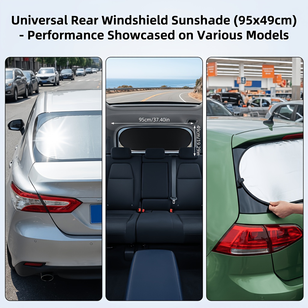 Car Rear Windshield Sunshade, Thickened Car Window Sunshade, Heat Insulation And Cooling, Suitable For Most Cars, Suvs, And Sedans. Foldable And Portable Design, Universal