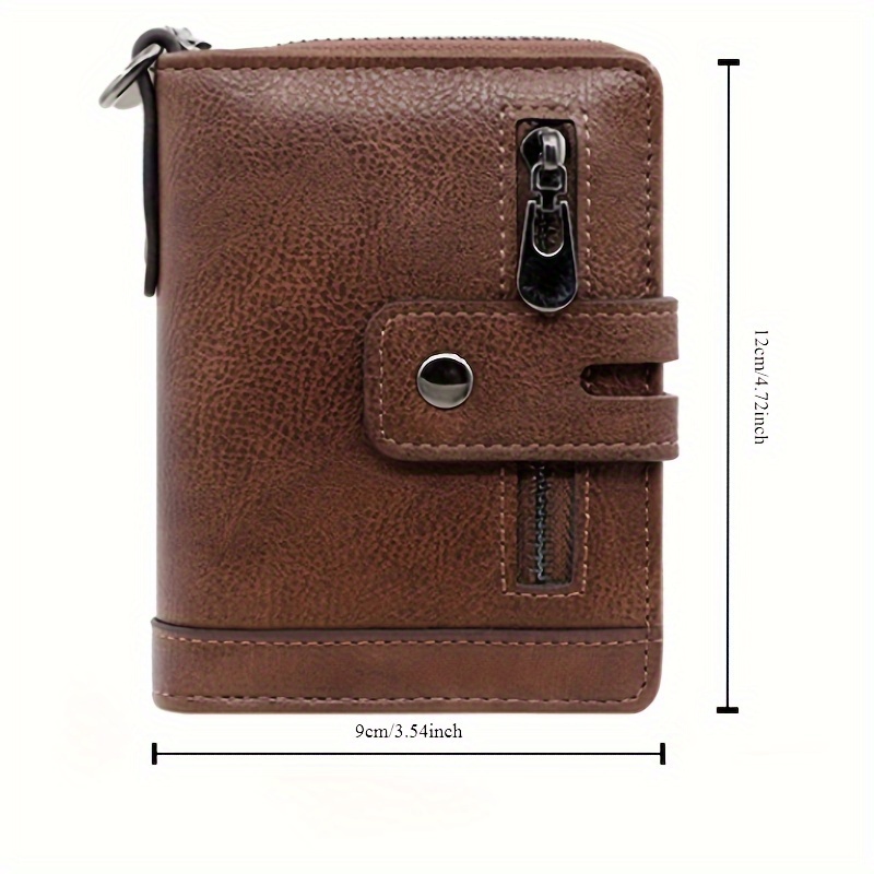 Eine Brieftasche Aus PU-Leder Für Herren, Vertikal, Retro, Zweifach Faltbar, Multifunktional Mit Reißverschluss