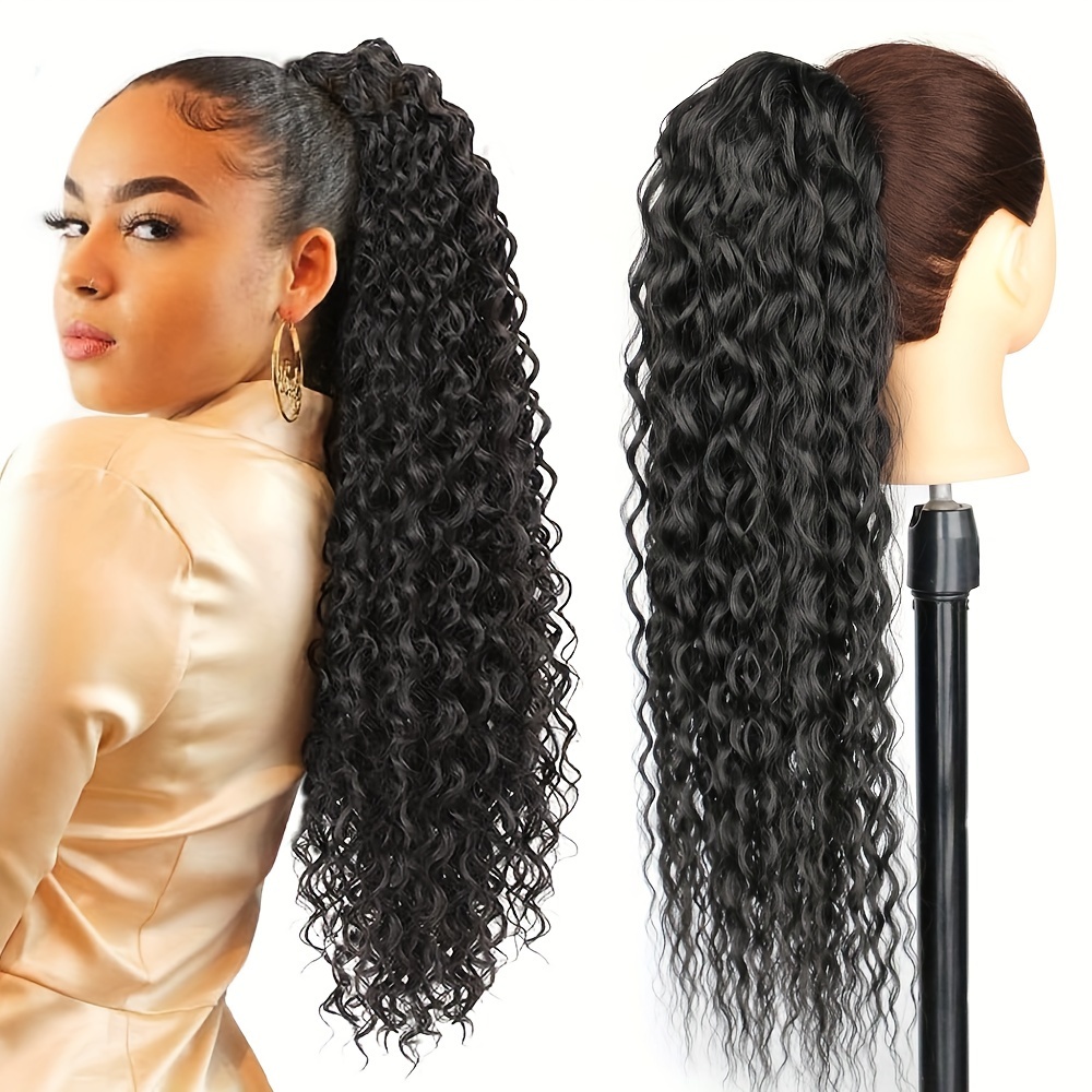 elegant 22-inch curly wave clip-in ponytail extension for  display picture 3