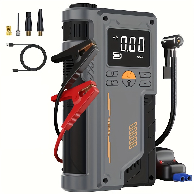 

Portable Car Emergency With Air Compressor, 36v Max, Usb Rechargeable Battery, Led Emergency Light, Tire Inflator/deflator, Car Battery Jump Kit