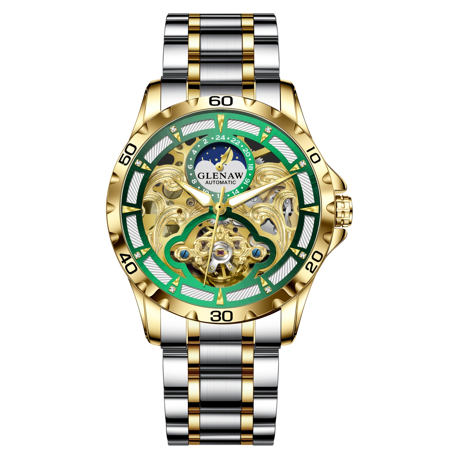 Image of Men' Watch | Vintage Skeleton Watch With Stainless Steel Strap, Featuring Sun, Moon, And Stars, Mechanical Movement, 30m Water Resistance, Without Battery
