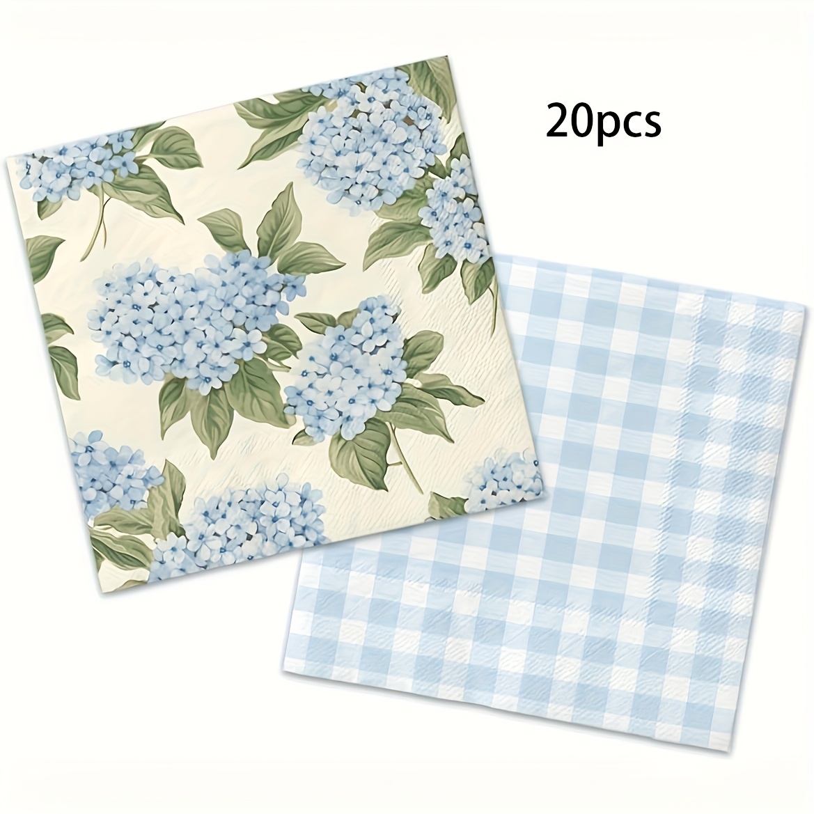 E-shop 20/40/60/100 Stück, Blumen Servietten - Blau und Weiß Partyzubehör Vintage Blumen Papierhandtuch Dekorationen für Geburtstag, Taufe