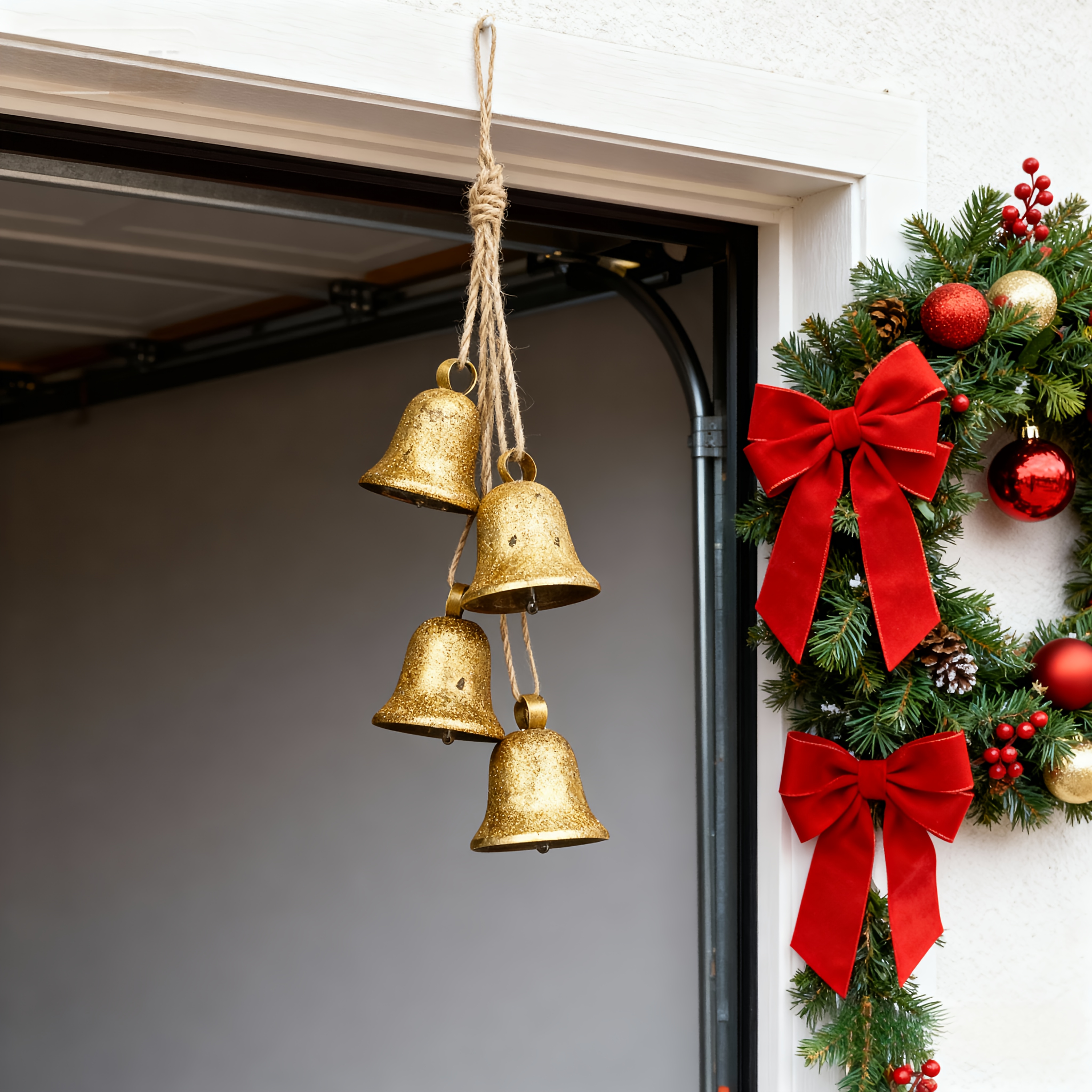 Ensemble De 3 Cloches Décoratives Dorées Rustiques - Avec Corde, Pour Décoration De Noël (arbre, Porte, Intérieur) - 11