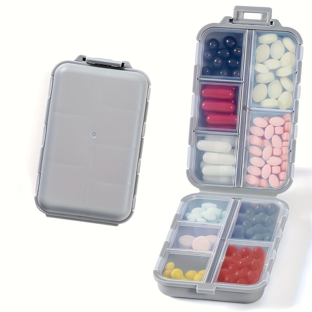 Travel Pill Organizer, 10-Compartment Compact Case